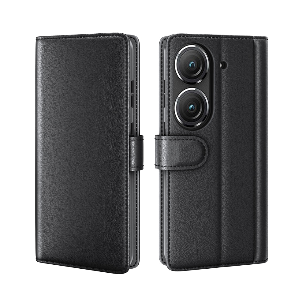 Asus Zenfone 10 Genuine Leather Wallet Case Black
