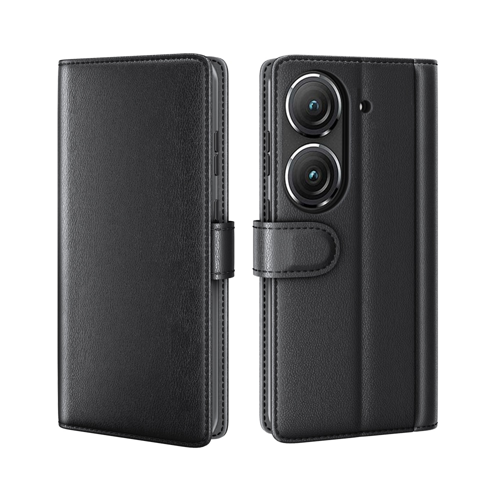 Asus Zenfone 9 Genuine Leather Wallet Case Black