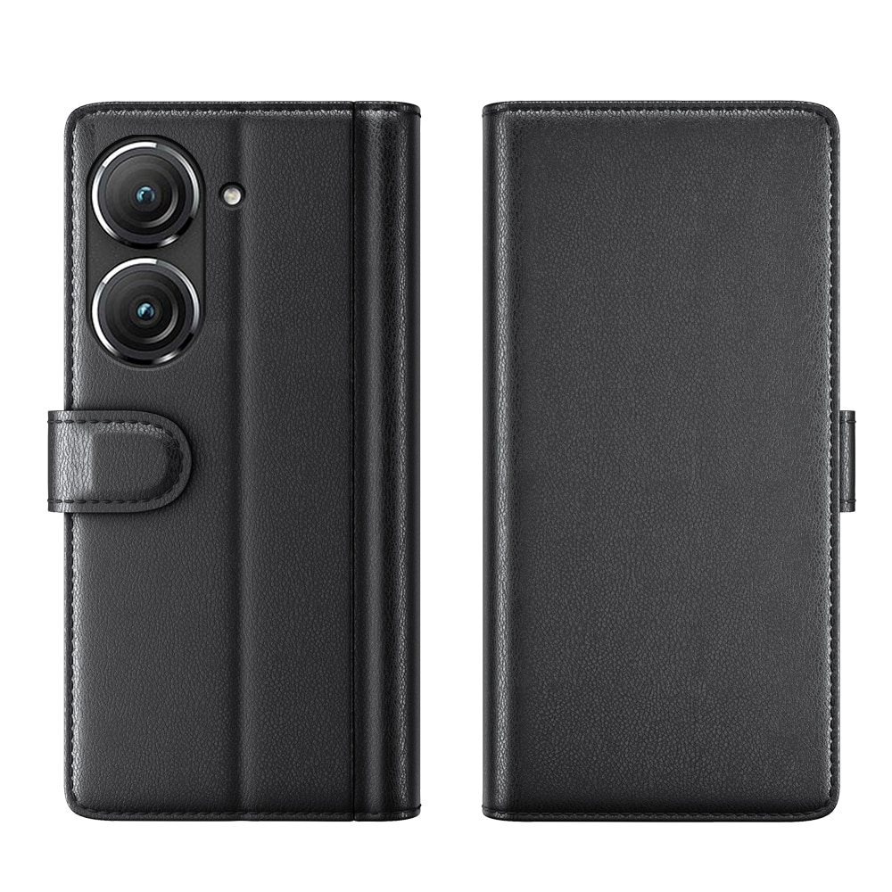 Asus Zenfone 9 Genuine Leather Wallet Case Black