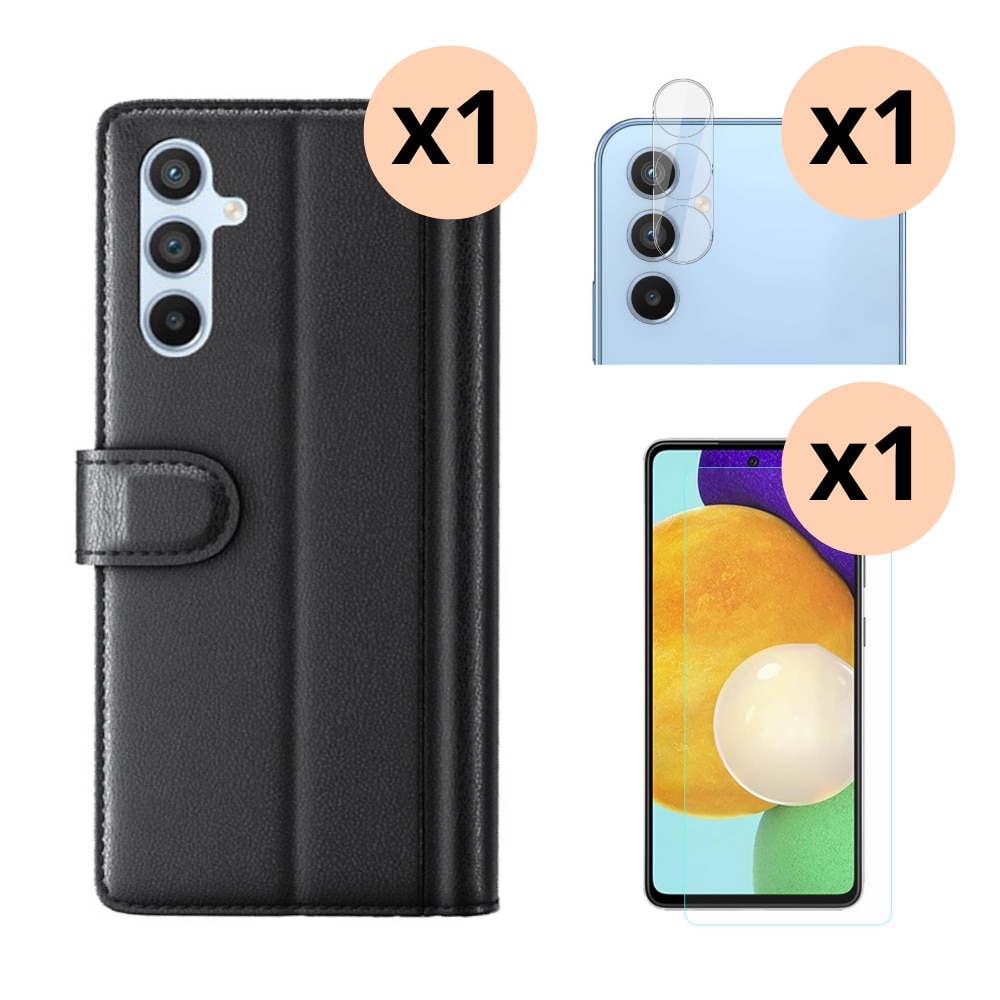 Samsung Galaxy A54 Kit w. Wallet Case, Screen Protector and Lens Protector