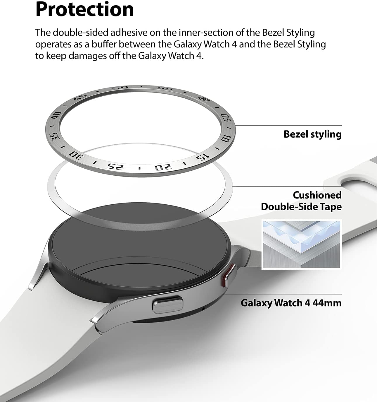 Samsung Galaxy Watch 4 44mm Bezel Styling Silver