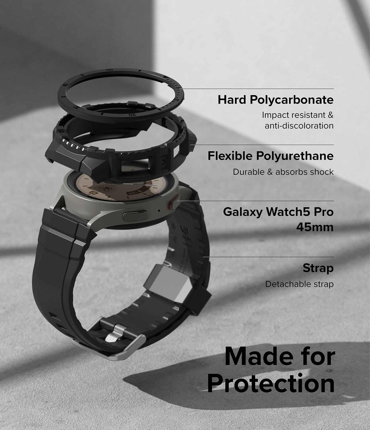 Samsung Galaxy Watch 5 Pro Fusion-X Guard Case+Band Black