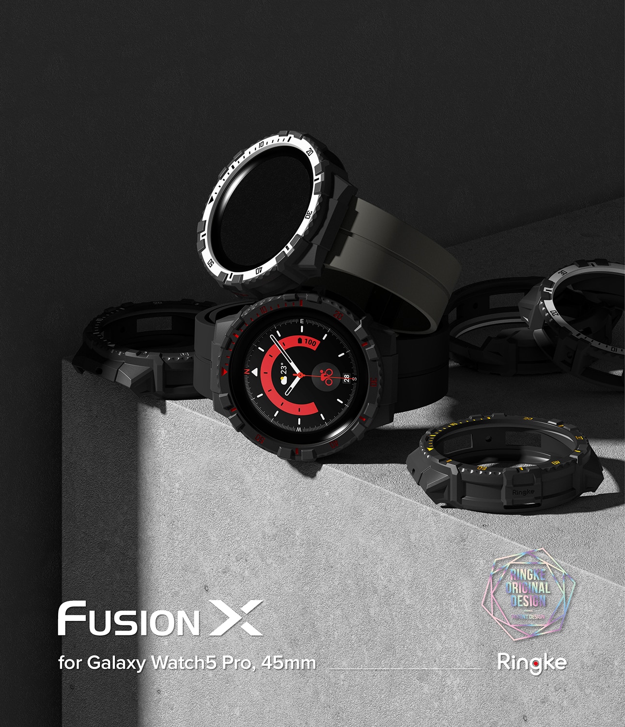 Fusion X Case Samsung Galaxy Watch 5 Pro 45mm Black (Red Index)