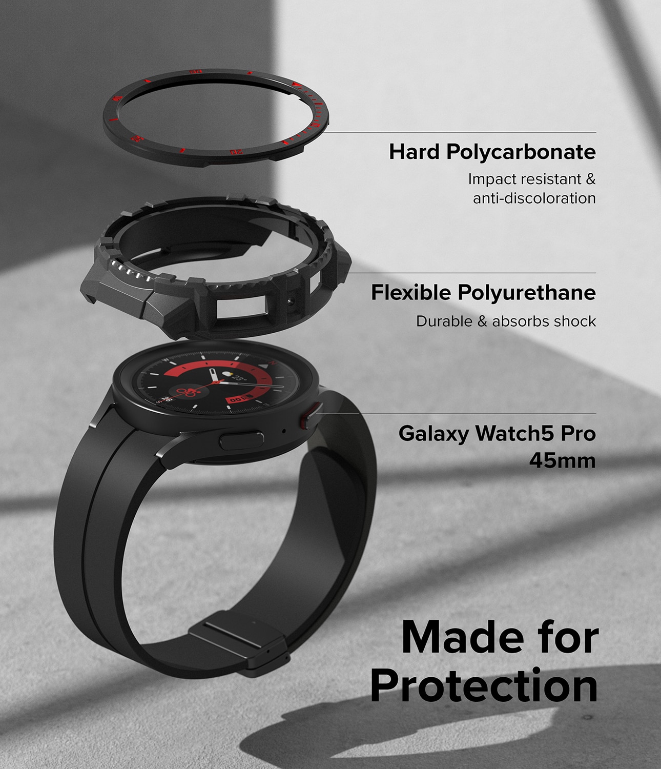 Fusion X Case Samsung Galaxy Watch 5 Pro 45mm Black (Red Index)