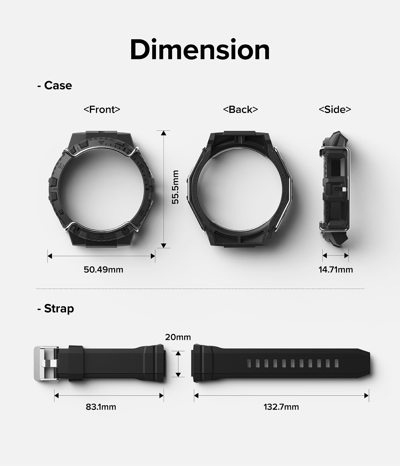 Samsung Galaxy Watch 4 44mm Fusion-X Guard Case+Band Black