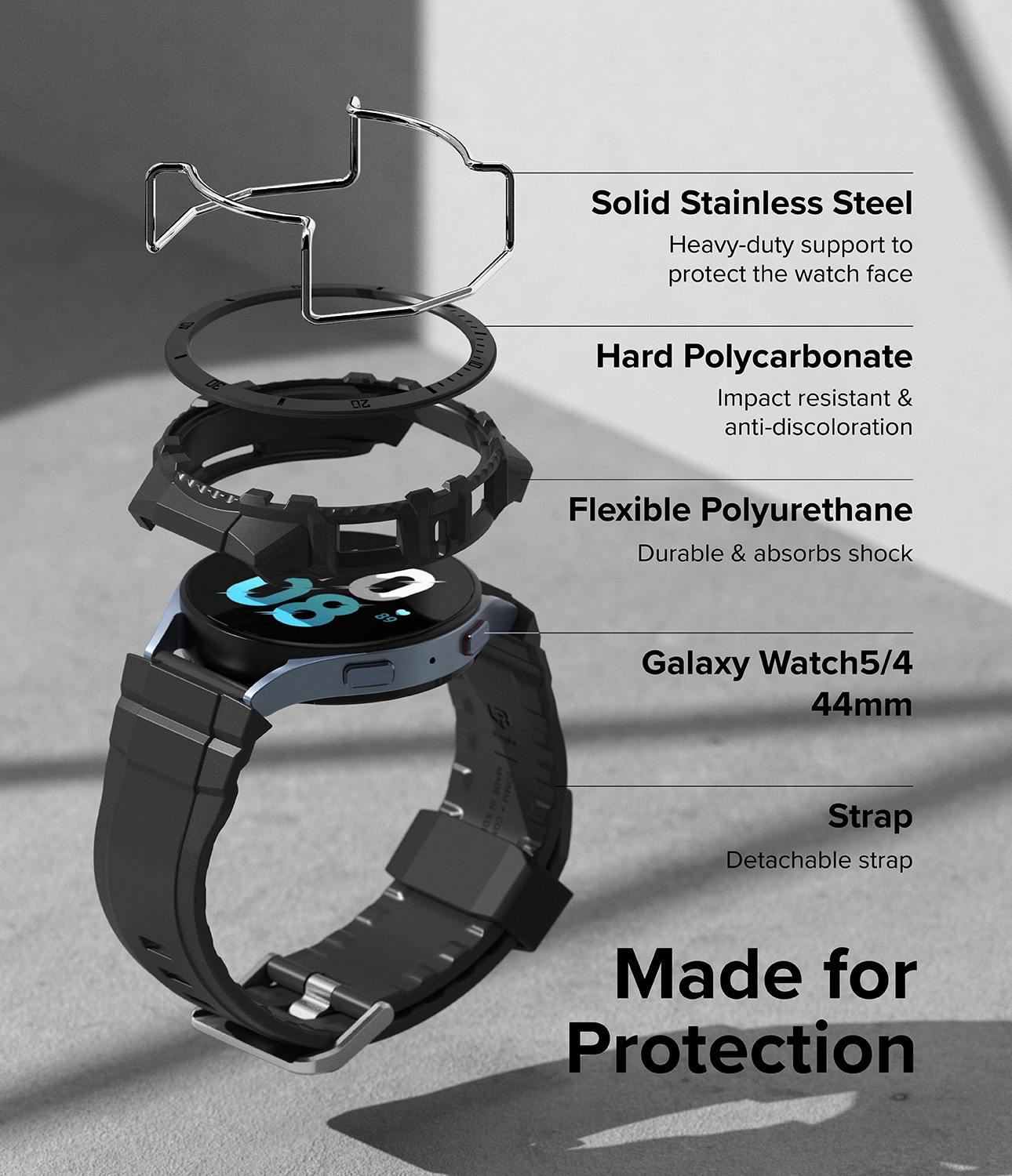 Samsung Galaxy Watch 5 44mm Fusion-X Guard Case+Band Black
