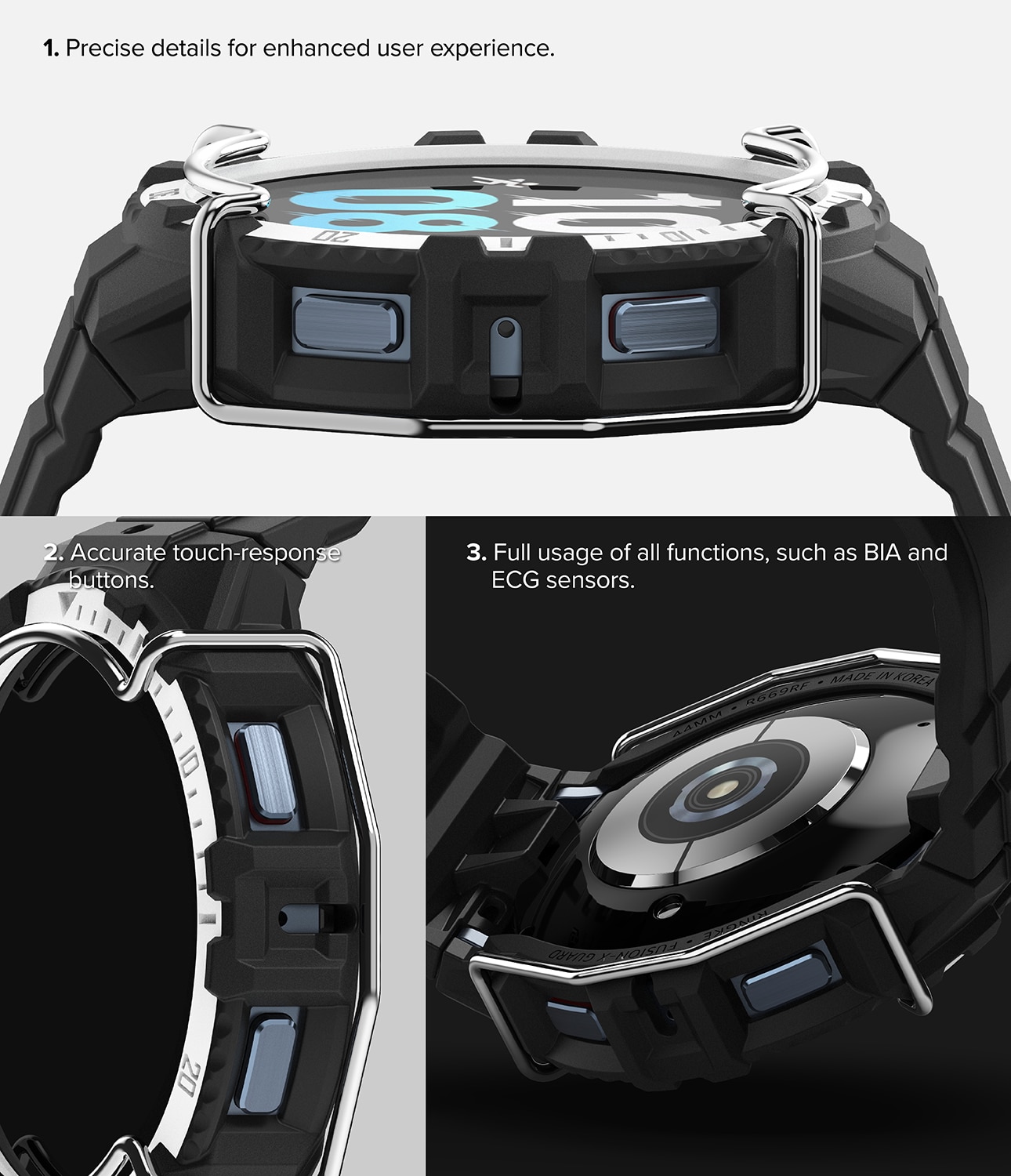 Samsung Galaxy Watch 4/5 44mm Fusion-X Guard Case+Band White