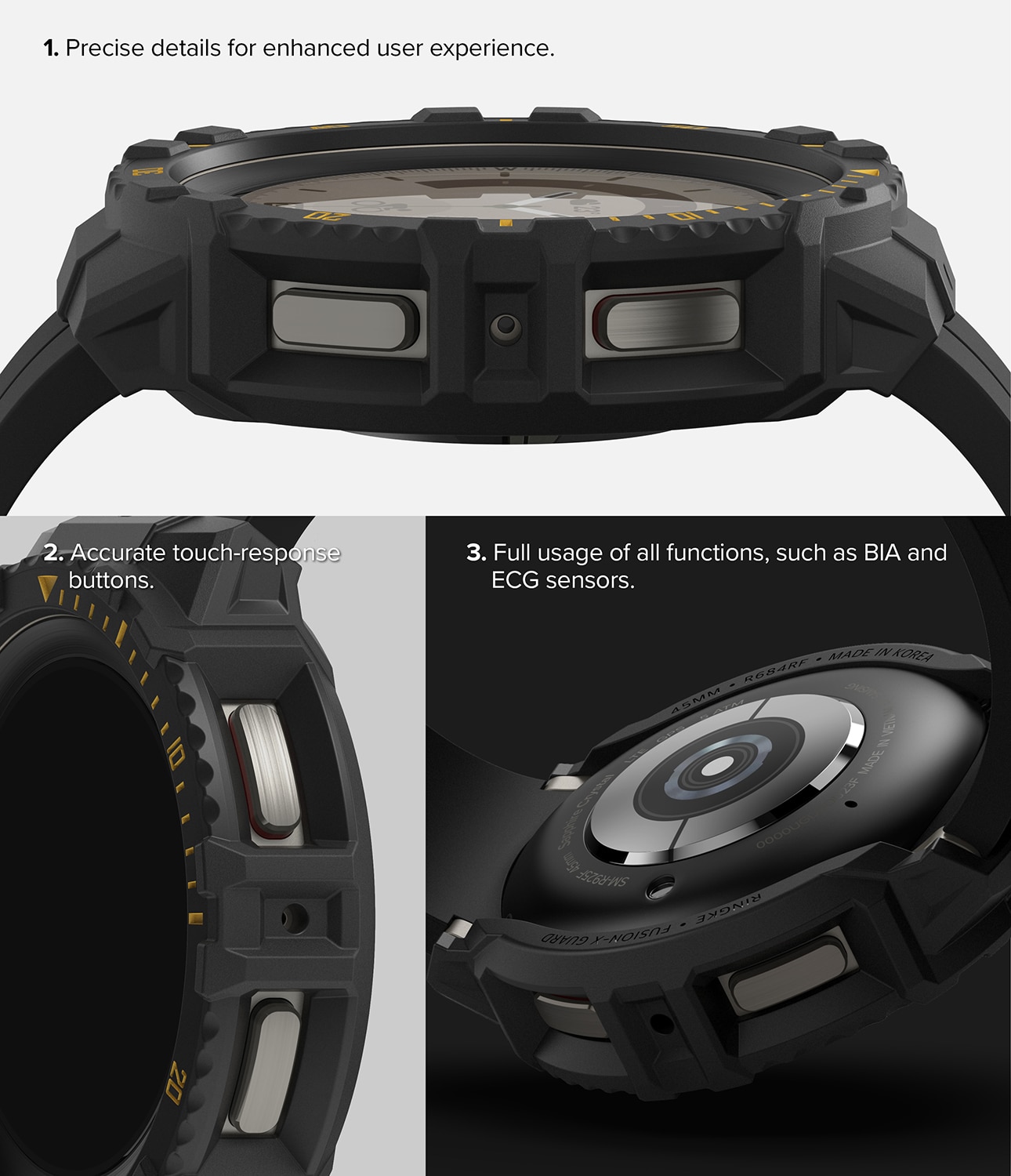 Fusion X Case Samsung Galaxy Watch 5 Pro 45mm Black (Yellow Index)