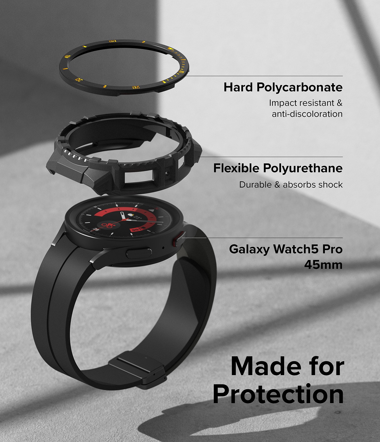 Fusion X Case Samsung Galaxy Watch 5 Pro 45mm Black (Yellow Index)