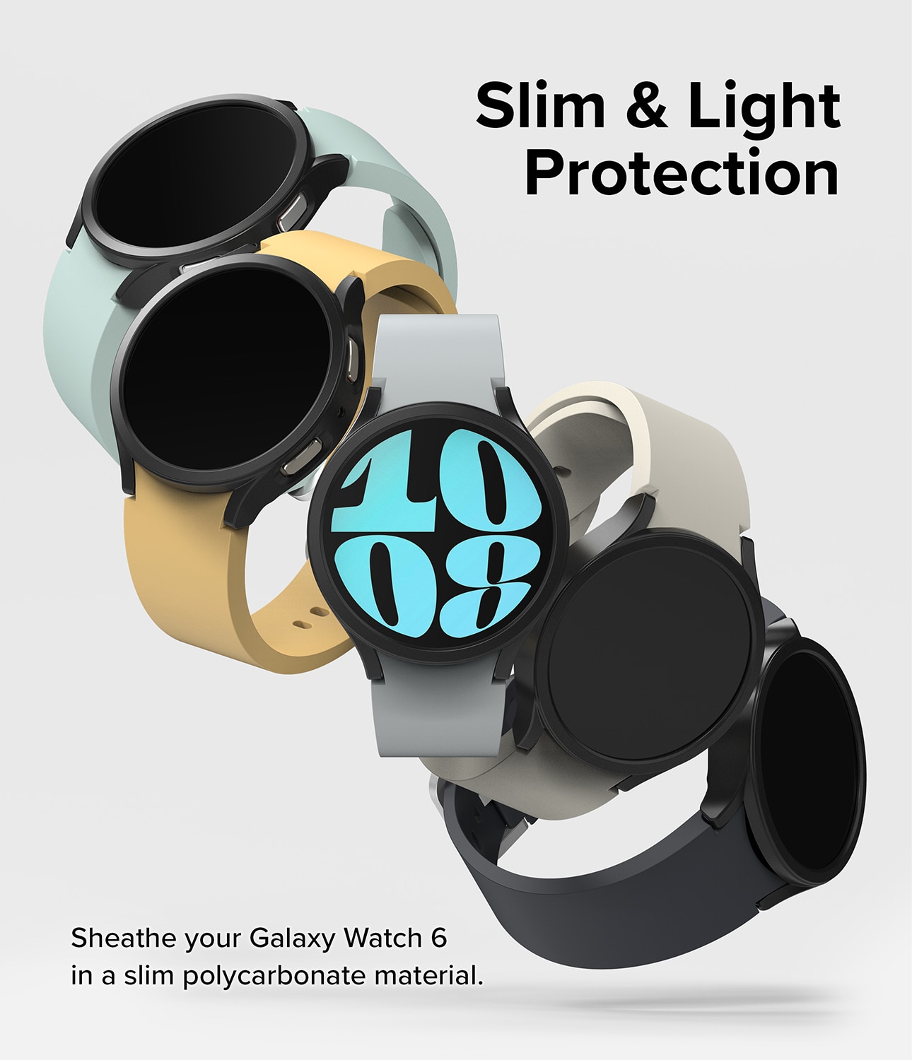 Samsung Galaxy Watch 6 44mm Slim Case (2-pack) Matte Black & Clear