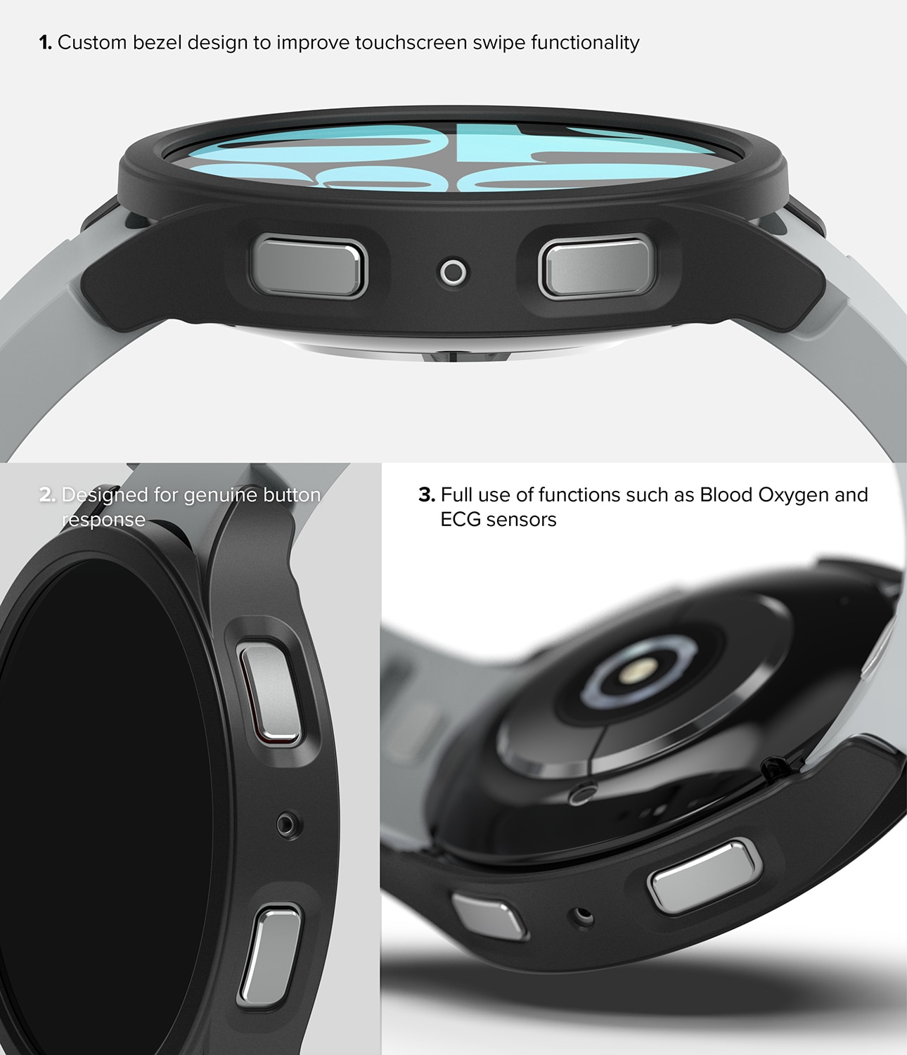Samsung Galaxy Watch 6 44mm Slim Case (2-pack) Matte Black & Clear