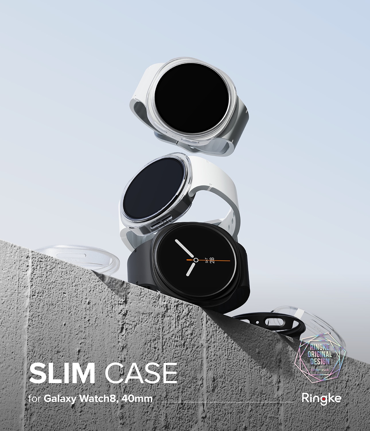 Samsung Galaxy Watch 8 40mm Slim Case (2-pack) Matte Black & Clear