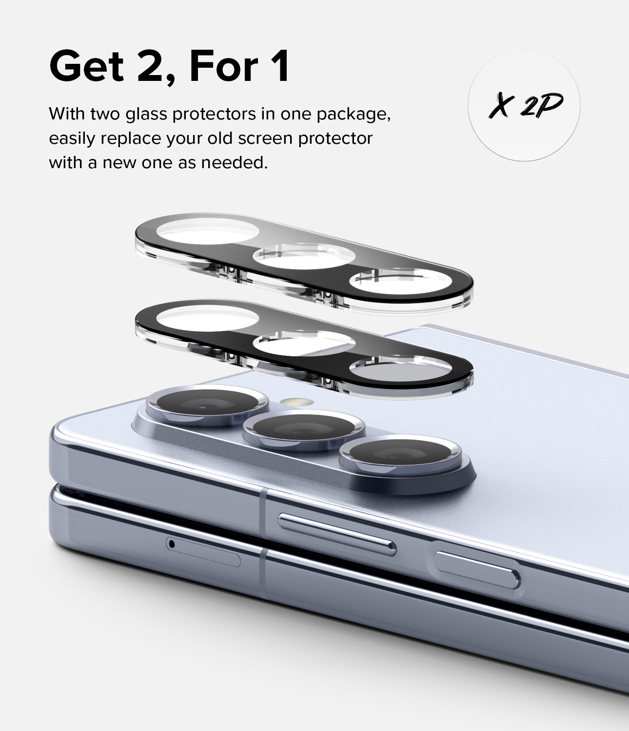 Samsung Galaxy Z Fold 5 Camera Protector Glass (2-pack) Transparent