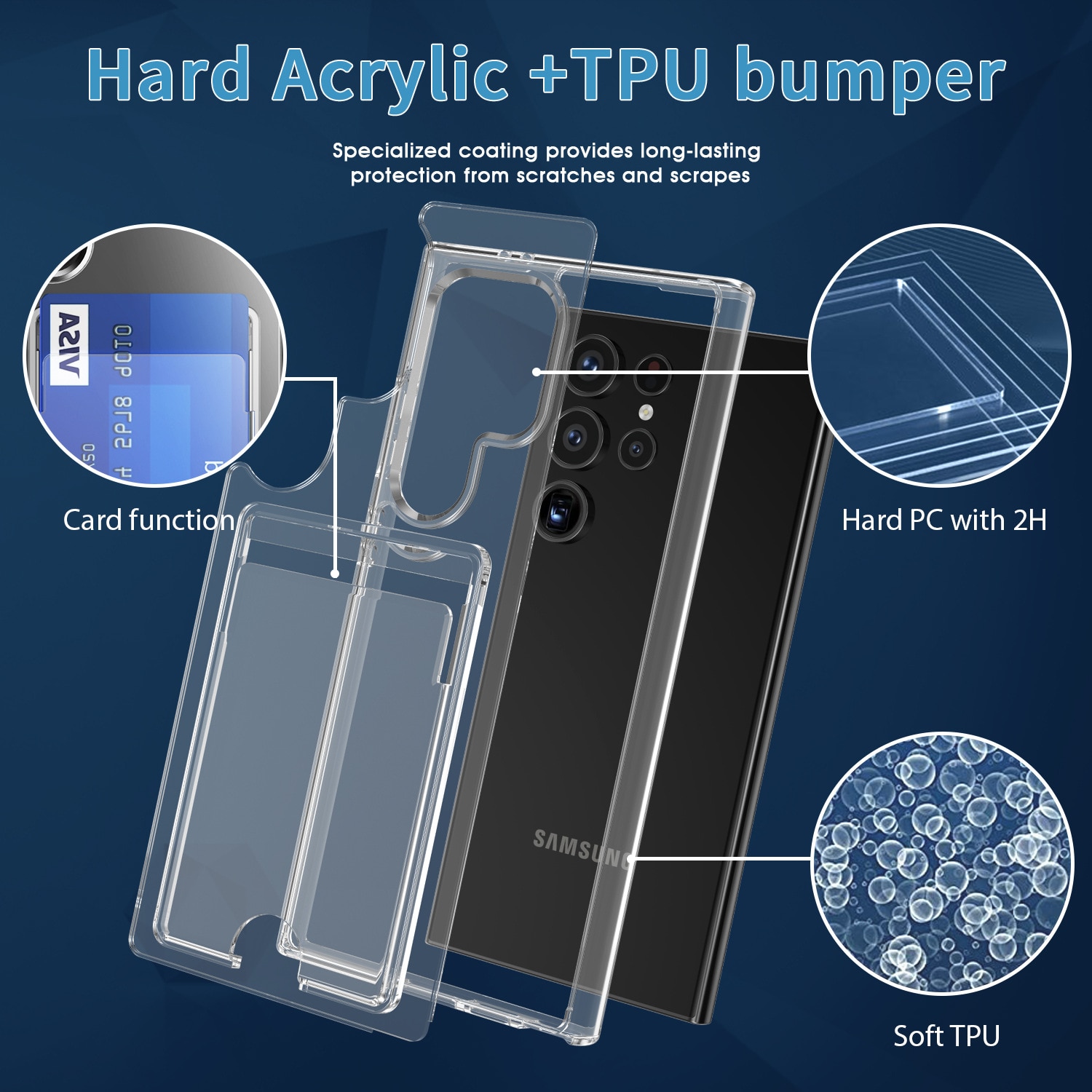 Hybrid Case Card Slot Samsung Galaxy S24 Ultra Transparent