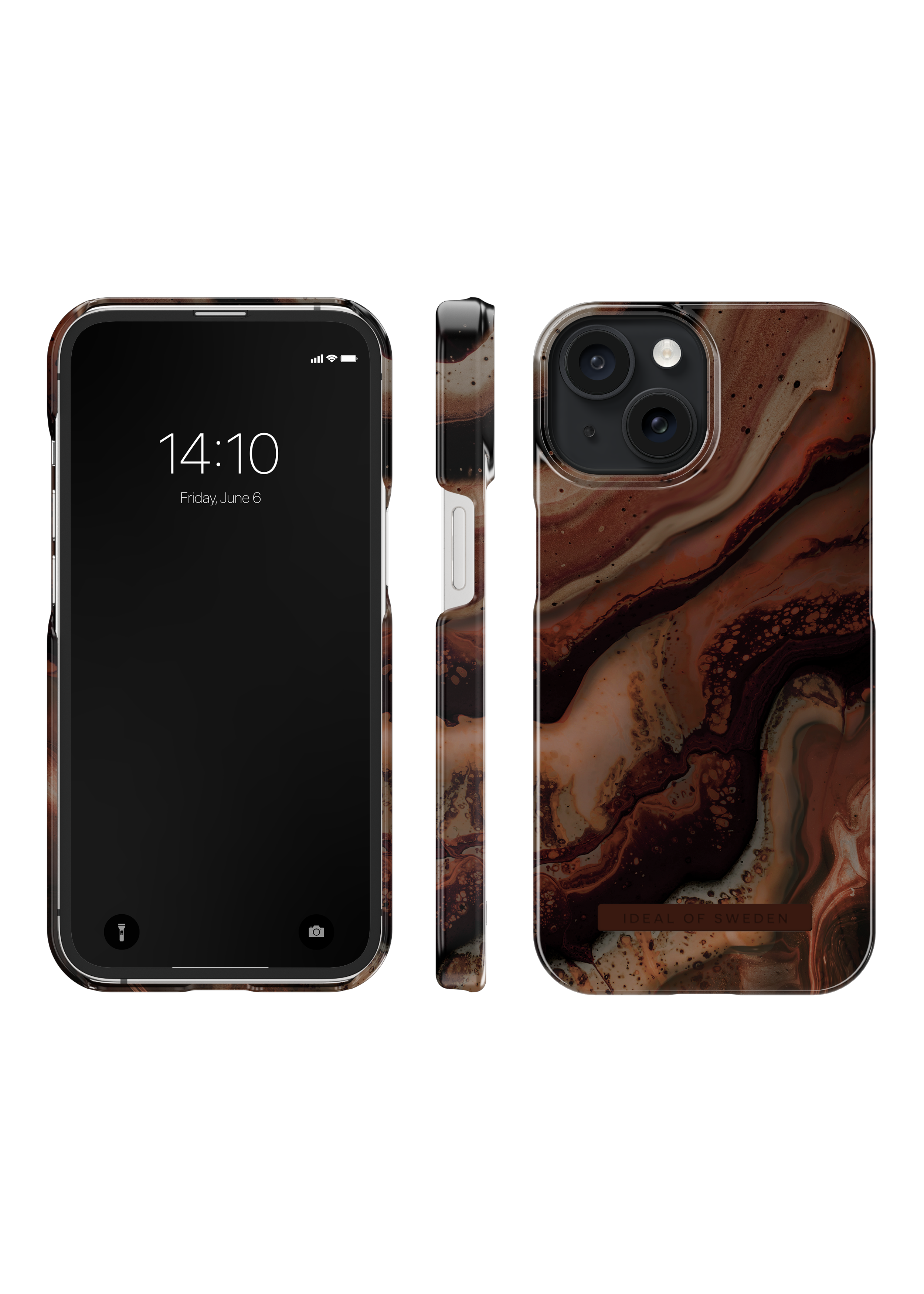 iPhone 15 Fashion Case Dark Amber Marble