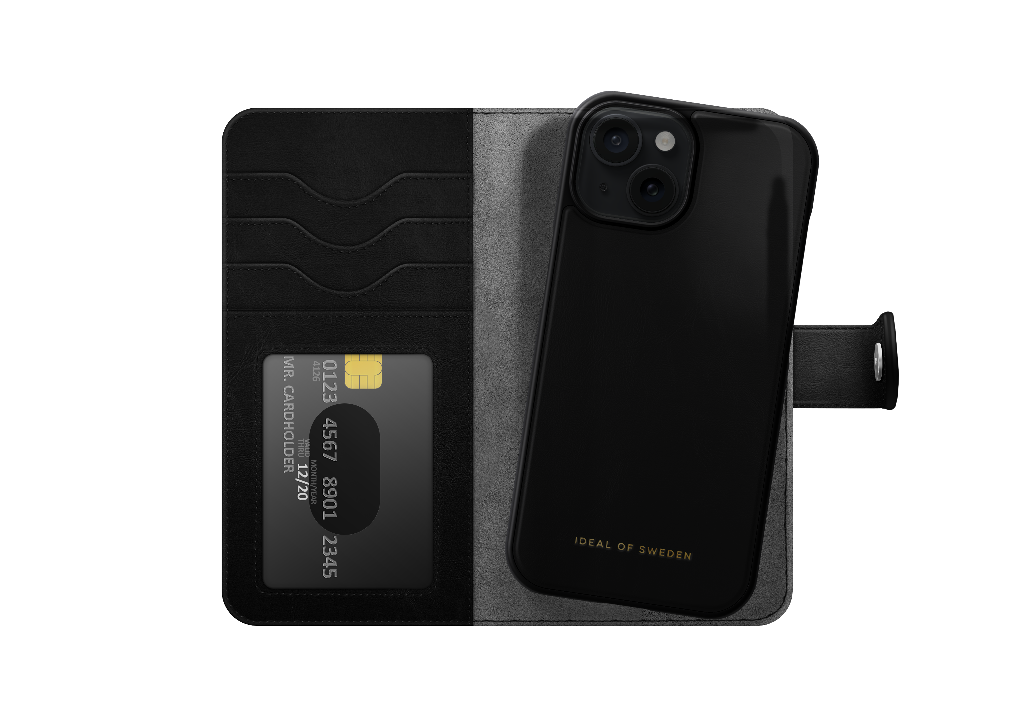 iPhone 15 Plus Magnet Wallet+ Cover Black