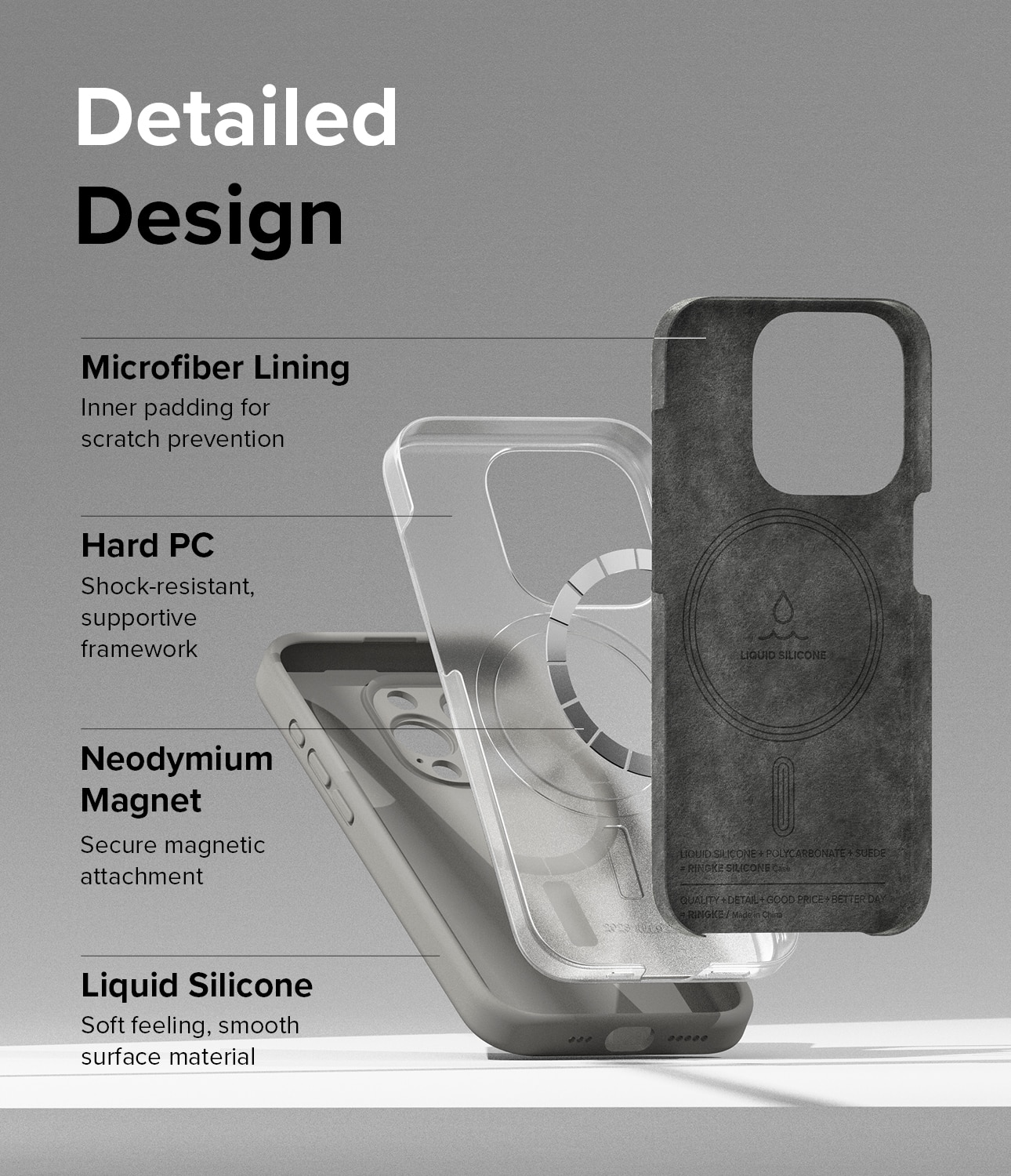 iPhone 15 Pro Silicone Magnetic Case Grey