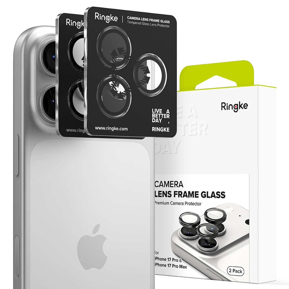 iPhone 17 Pro Camera Lens Frame Glass (2-pack) Black