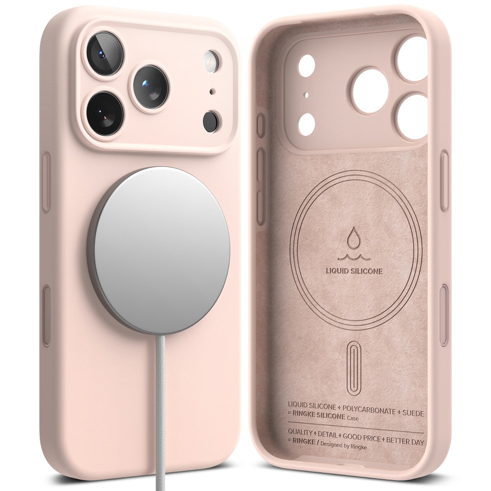 iPhone 17 Pro Max Silicone Magnetic Case Pink Sand