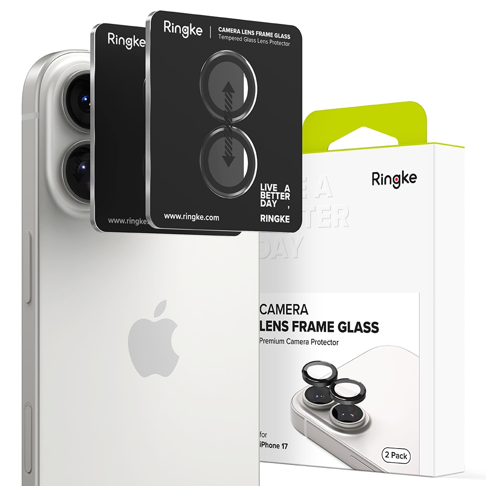 iPhone 17 Camera Lens Frame Glass (2-pack) Black