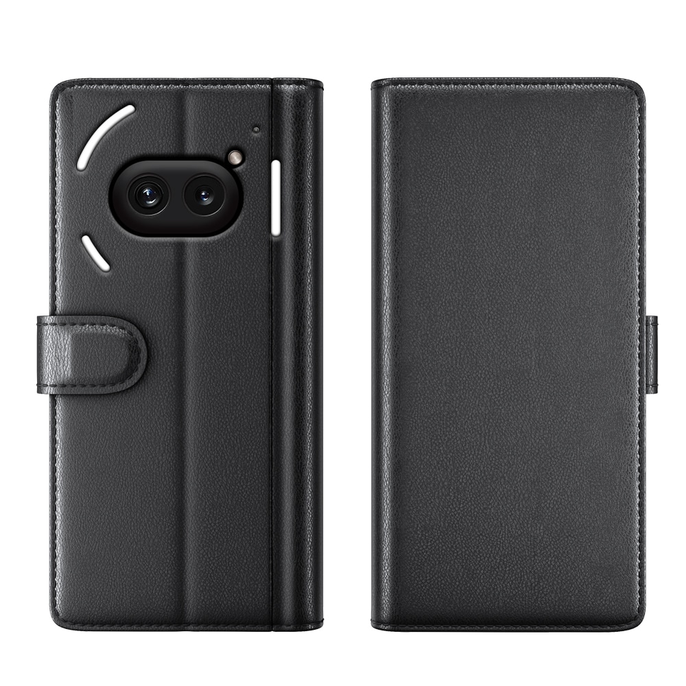 Nothing Phone 2a Genuine Leather Wallet Case Black