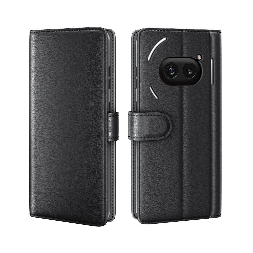 Nothing Phone 2a Genuine Leather Wallet Case Black