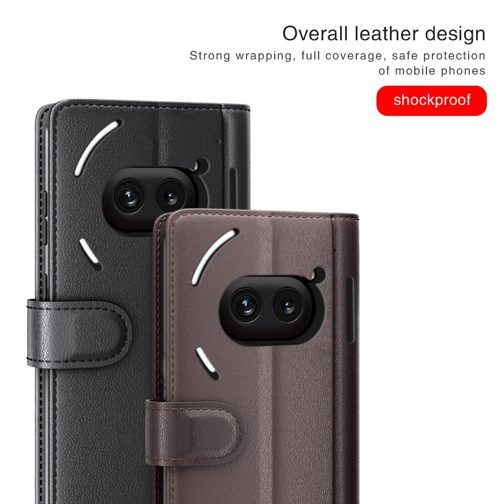 Nothing Phone 2a Genuine Leather Wallet Case Black