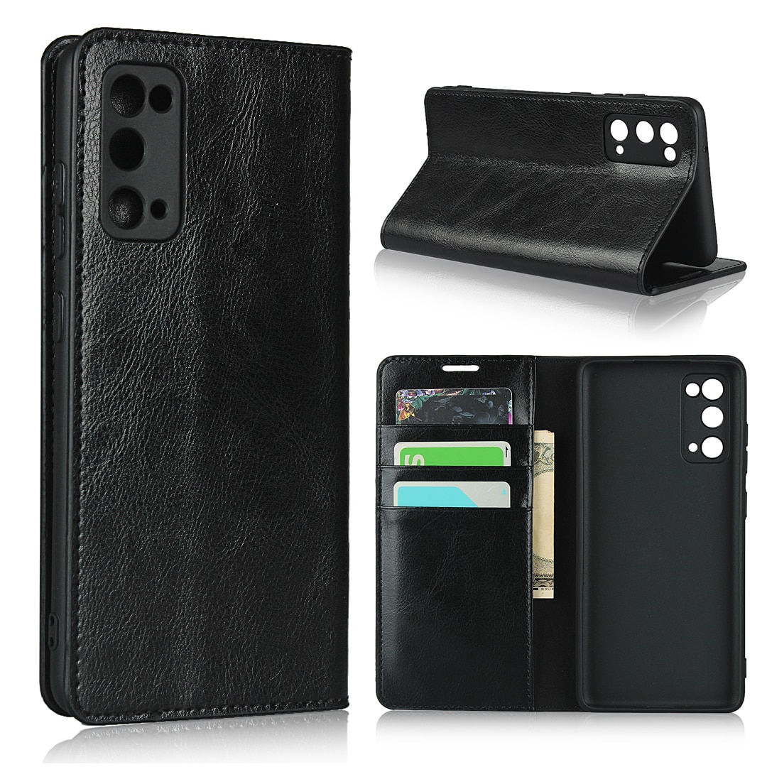 Samsung Galaxy S20 FE Genuine Leather Wallet Case Black