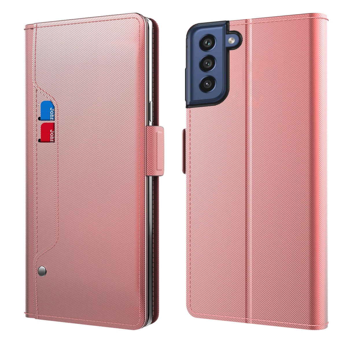 Samsung Galaxy S21 FE Wallet Case Mirror Pink Gold