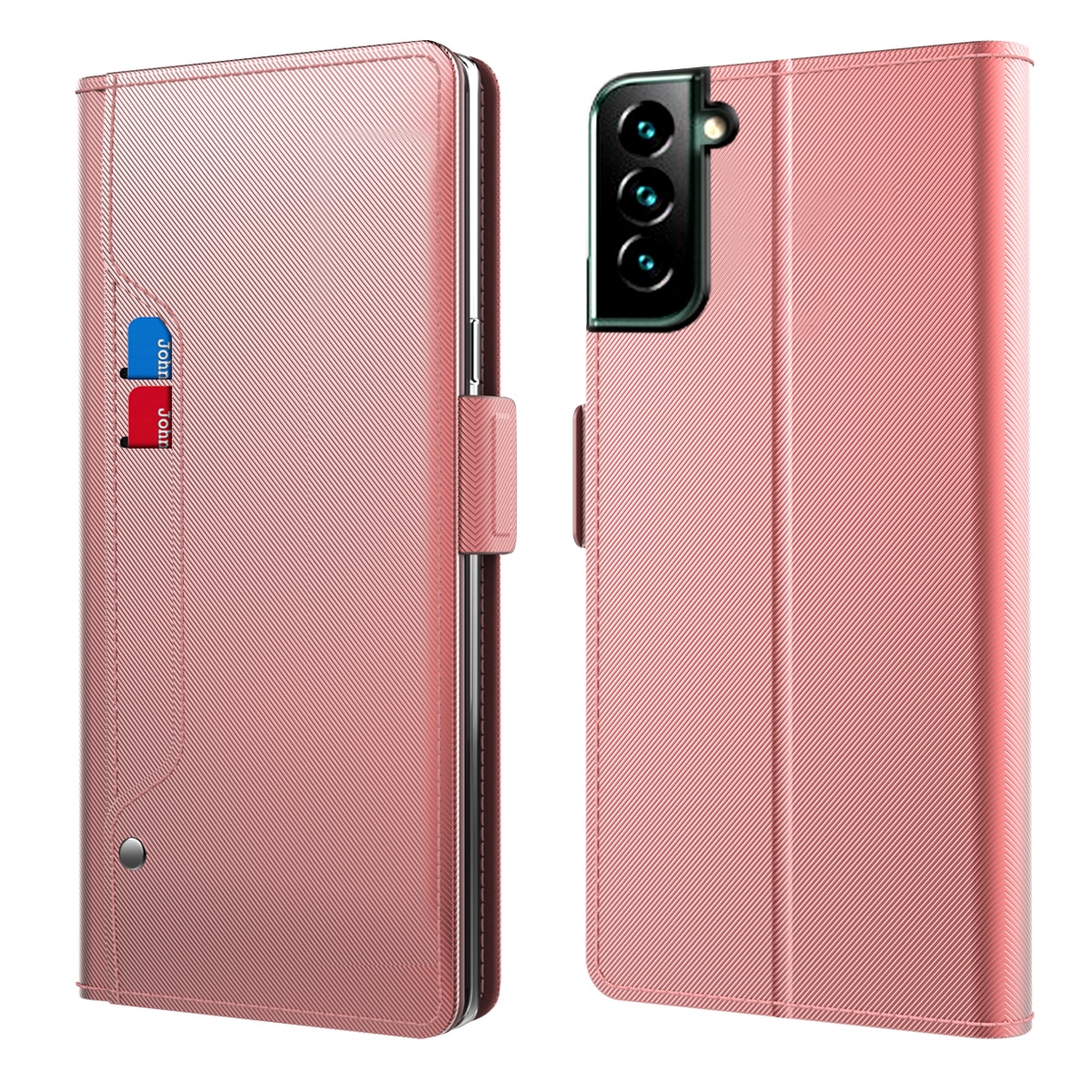 Samsung Galaxy S22 Plus Wallet Case Mirror Pink Gold