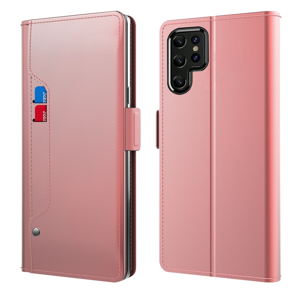 Samsung Galaxy S22 Ultra Wallet Case Mirror Pink Gold