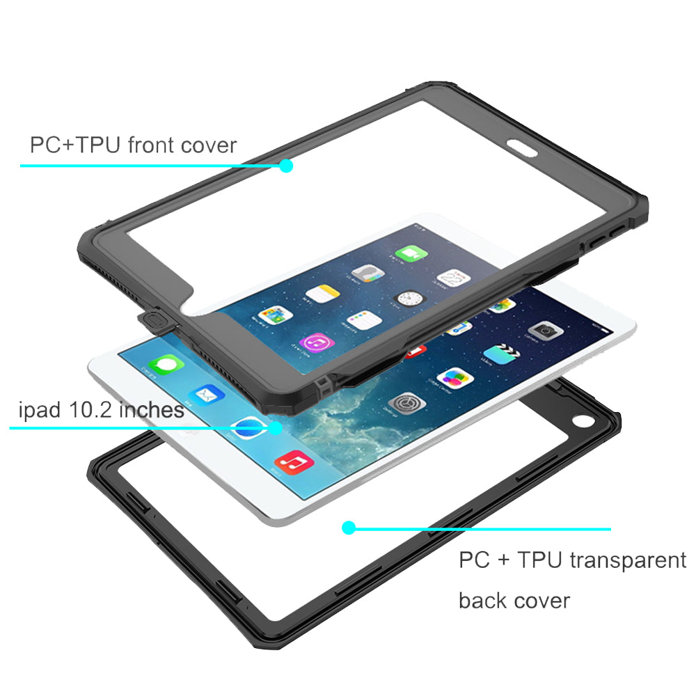 iPad 10.2 7th Gen (2019) MX Waterproof Case Clear/Black