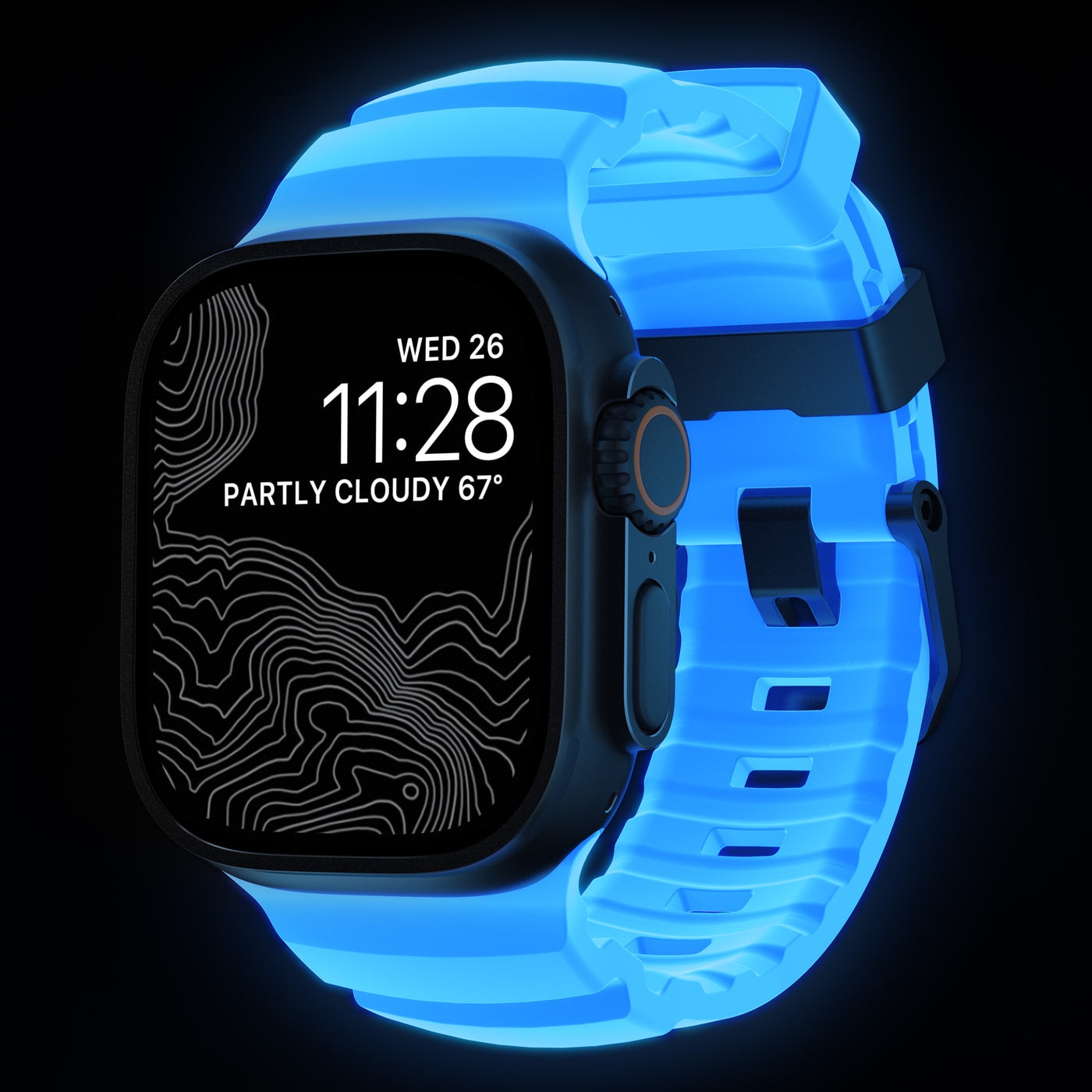 Apple Watch Series 1-3 42mm Rocky Point Band Icy Blue Glow (Black Hardware) - Limited edition