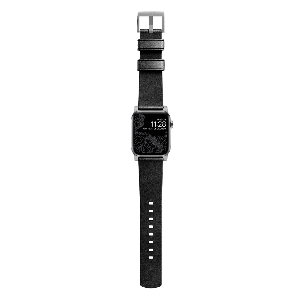 Apple Watch 42mm Modern Band Horween Leather Black (Silver Hardware)