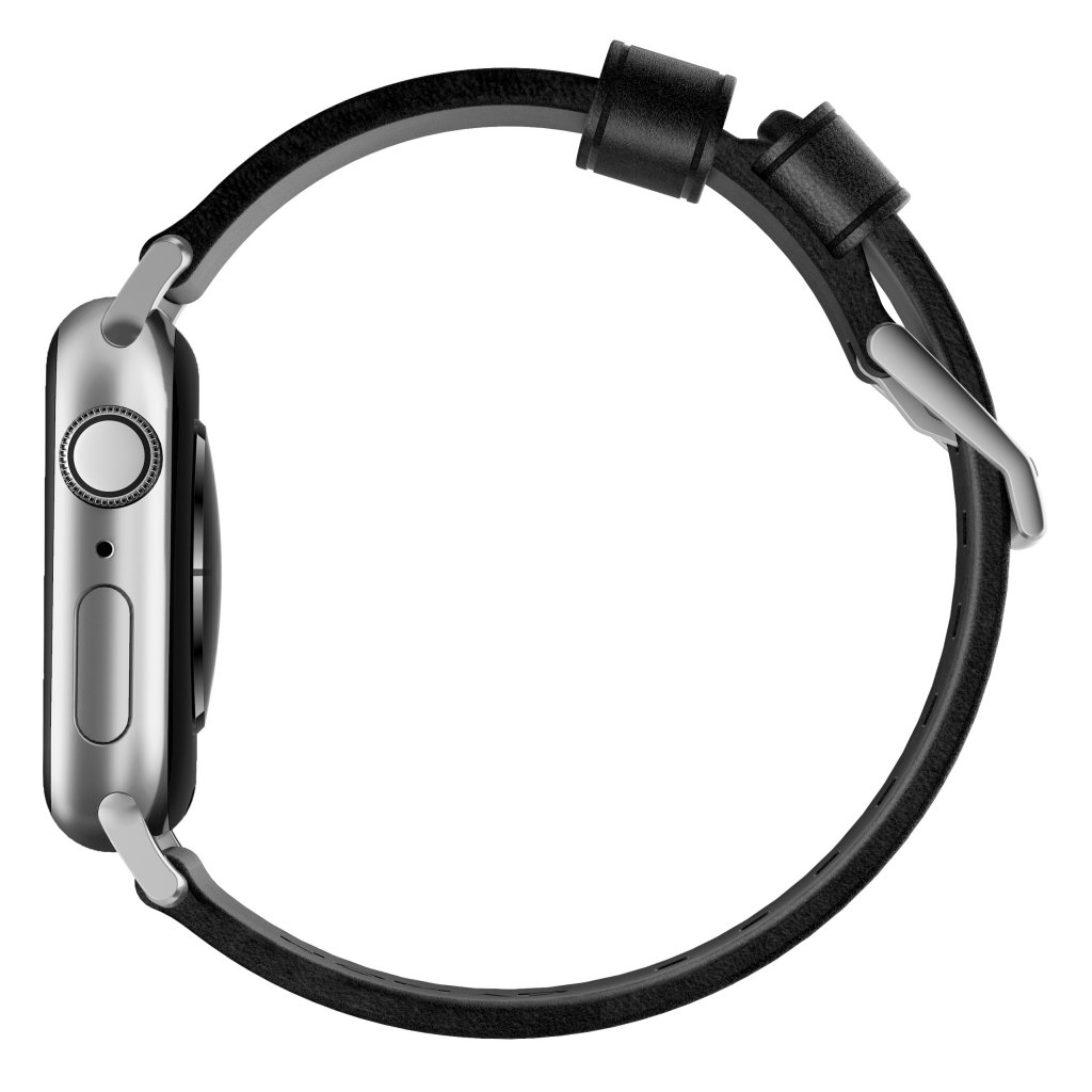 Apple Watch 44mm Modern Band Horween Leather Black (Silver Hardware)