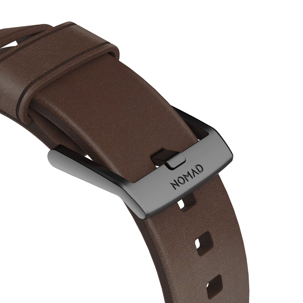 Apple Watch 44mm Modern Band Horween Leather Rustic Brown (Black Hardware)