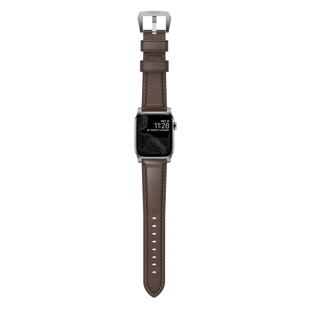 Apple Watch SE 44mm Traditional Band Rustic Brown (Silver Hardware)