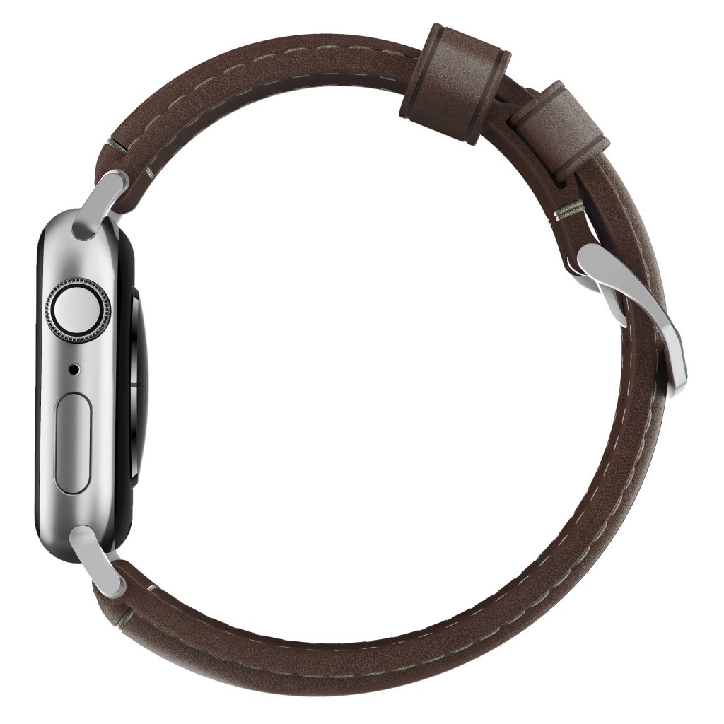 Apple Watch SE 44mm Traditional Band Rustic Brown (Silver Hardware)