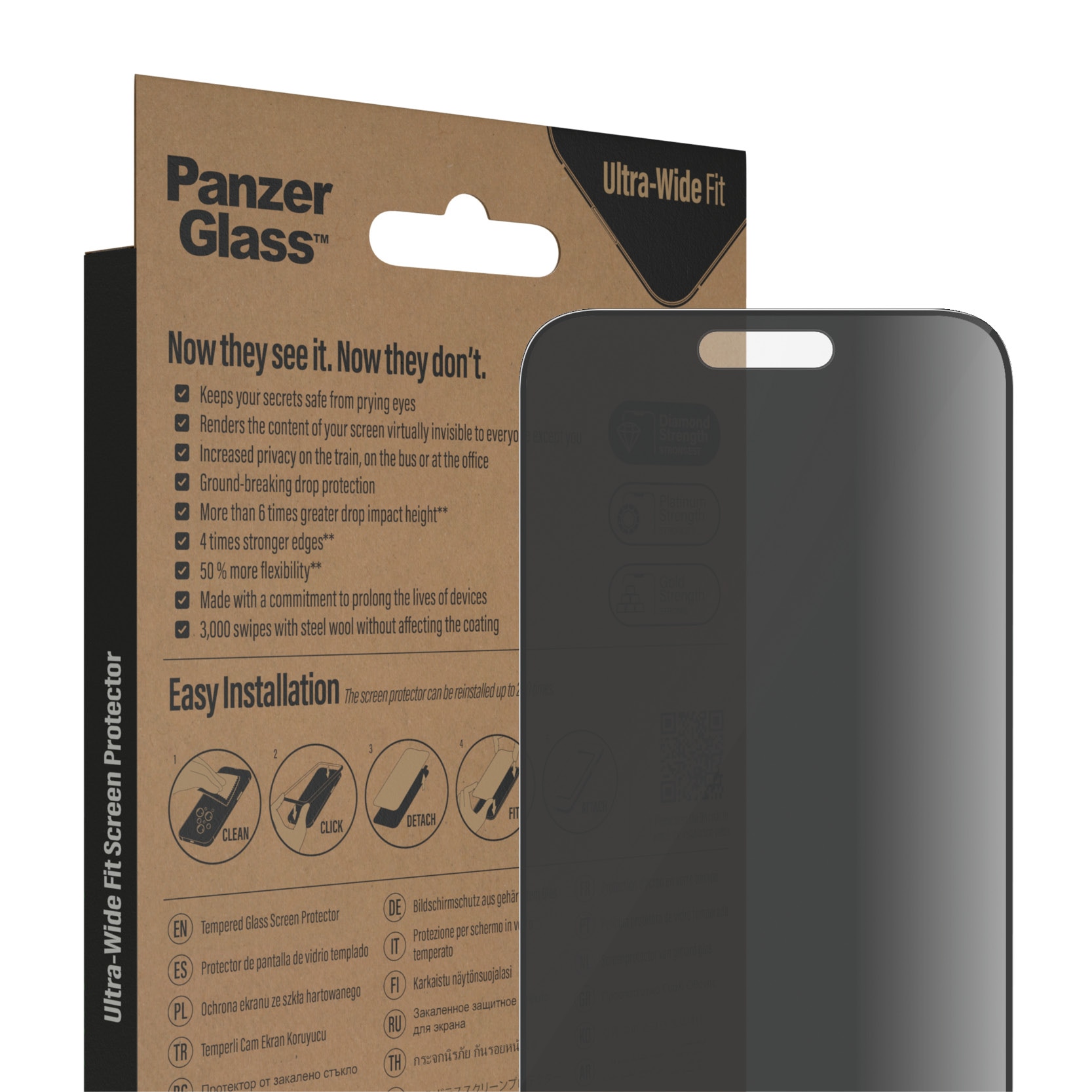 Protector de Pantalla Panzer Premium Full-Fit Privacy para iPhone 12 Pro Max