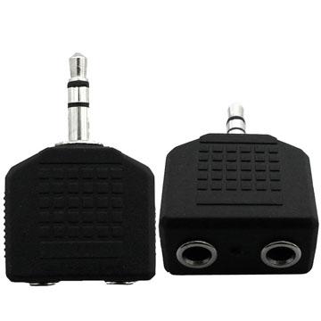 Headphone splitter 3.5mm to 2x3.5mm Black