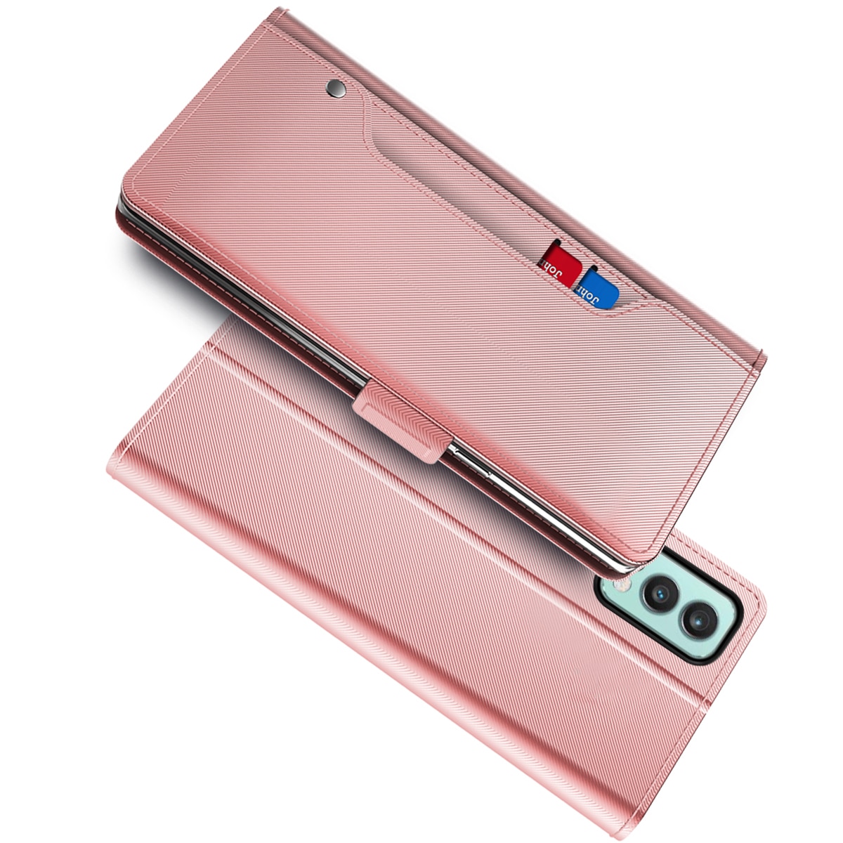 OnePlus Nord 2 5G Wallet Case Mirror Pink Gold