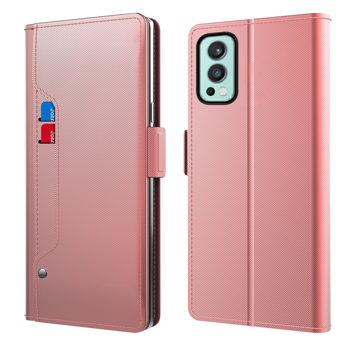 OnePlus Nord 2 5G Wallet Case Mirror Pink Gold