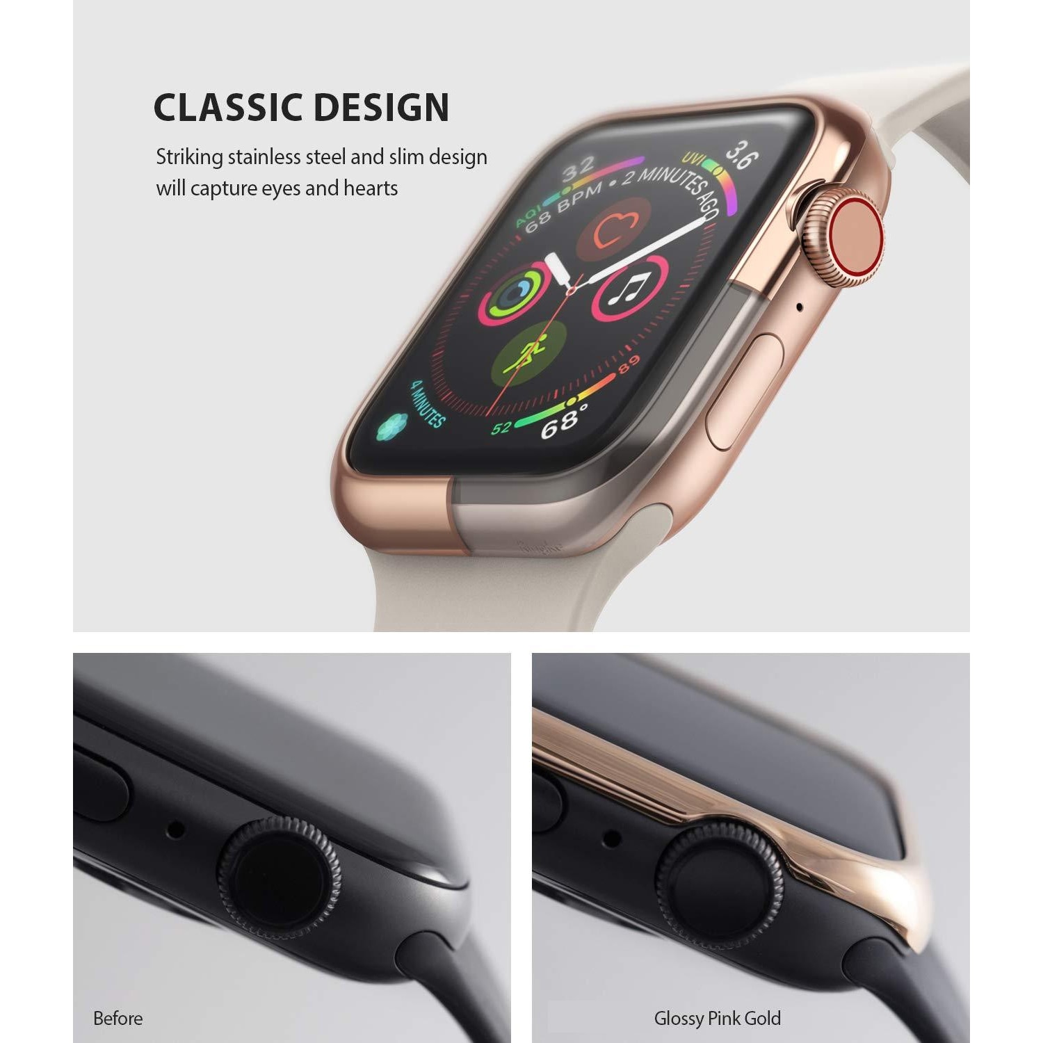 Apple Watch 41mm Series 9 Bezel Styling Rose Gold