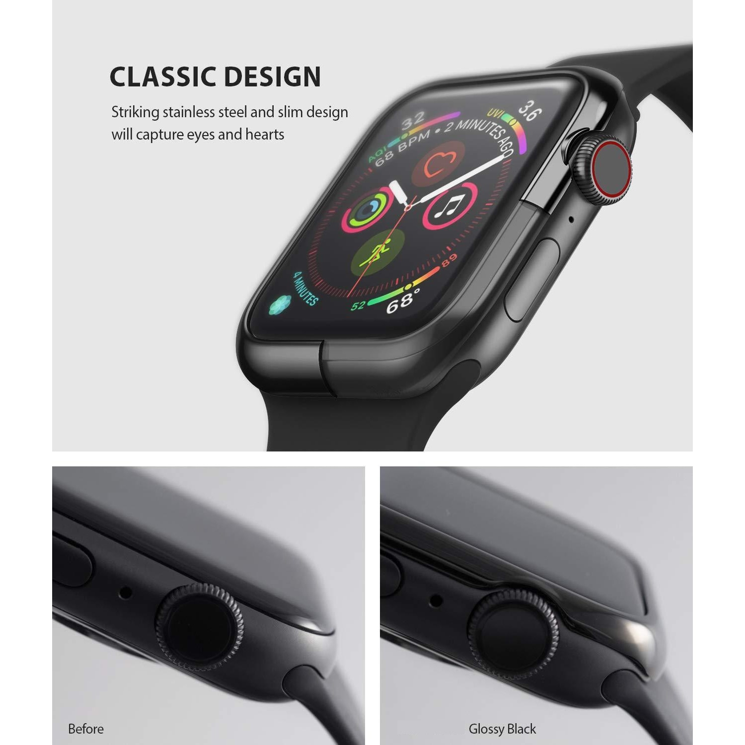 Apple Watch 41mm Series 7 Bezel Styling Glossy Black