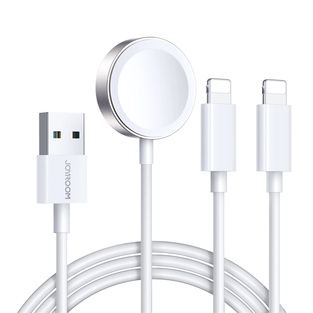 3-in-1 Cable USB-A -> 2x  Lightning + Magnetic Charger White (S-IW007)