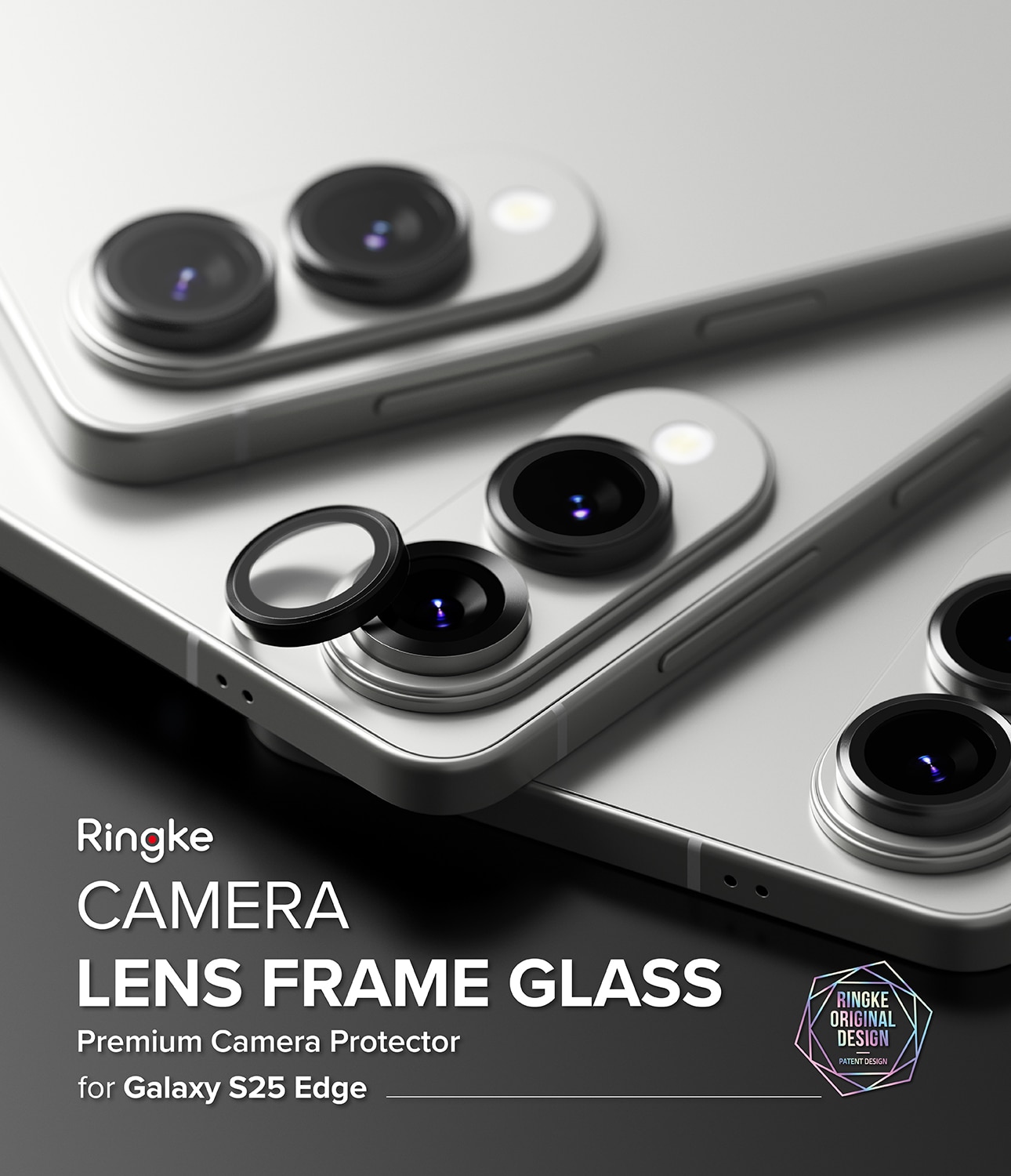 Samsung Galaxy S25 Edge Camera Lens Frame Glass (2-pack) Black