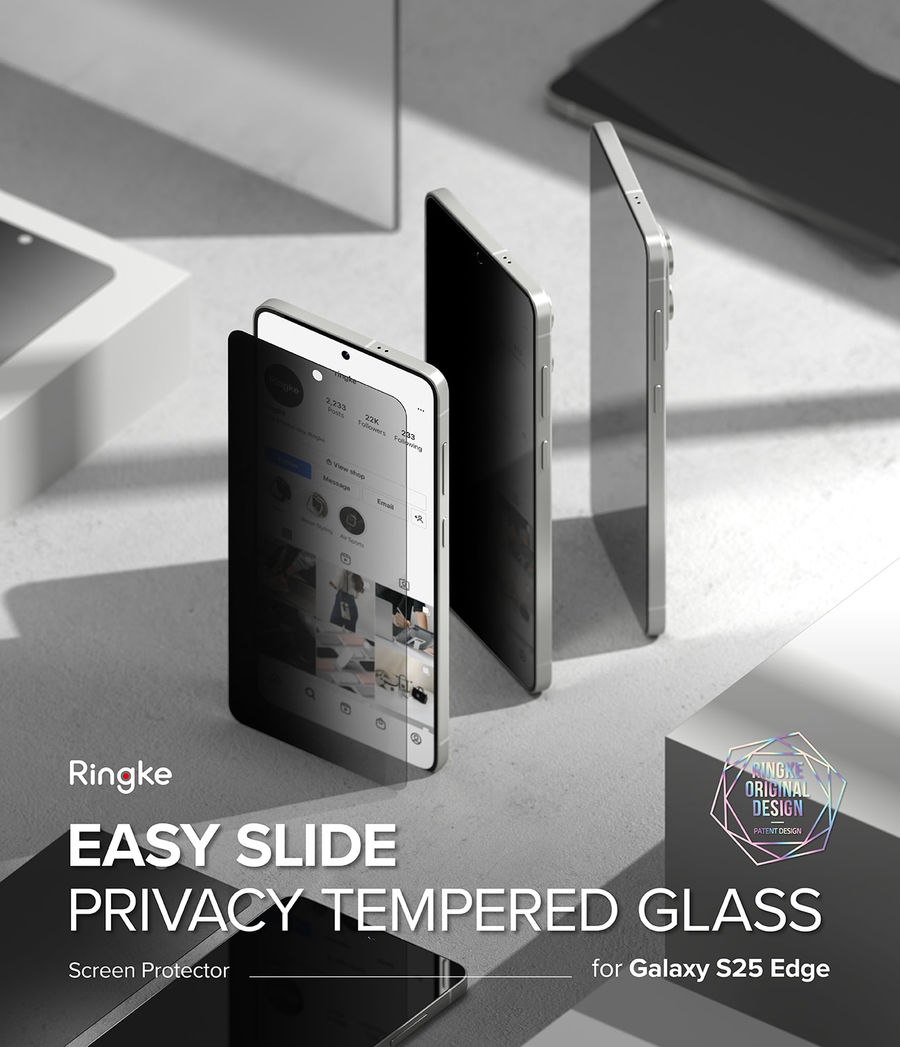 Samsung Galaxy S25 Edge Easy Slide Privacy Glass (2-pack)
