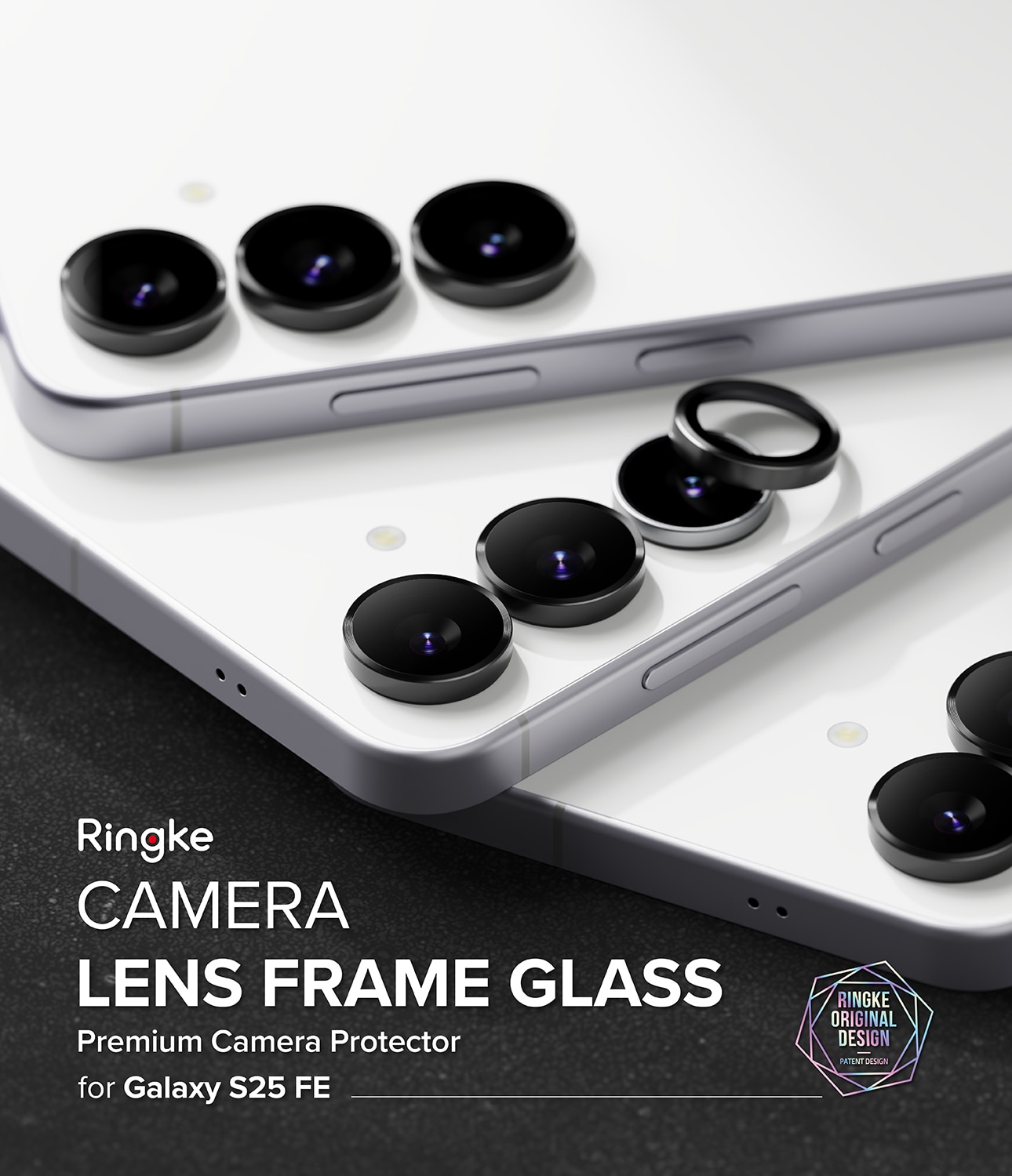 Samsung Galaxy S25 FE Camera Lens Frame Glass (2-pack) Black