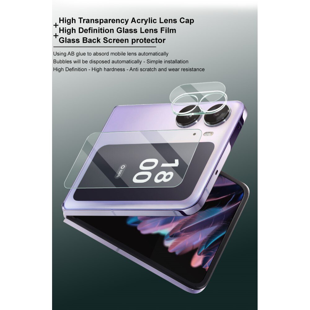 Oppo Find N2 Flip Tempered Glass Lens & Outer Screen Protector Transparent