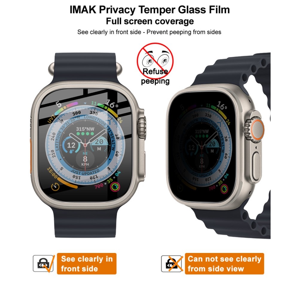 Apple Watch Ultra 49mm Privacy Tempered Glass Screen Protector